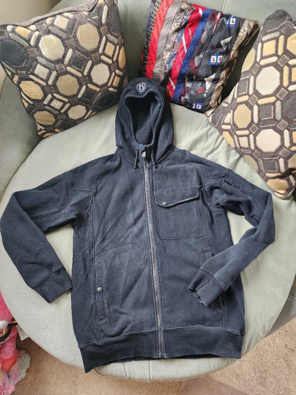 Men’s Lululemon Black Full Zip Hoodie Jacket | Heavyweight Sweatshirt | Athleisu